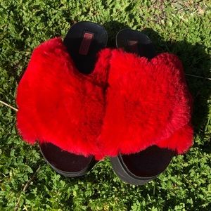 Platform Red Furry Slides